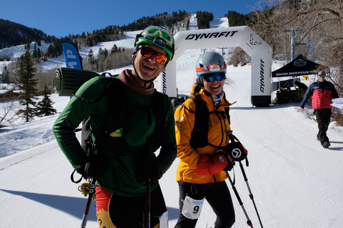 Team WildSnow, all smiles at the finish. Photo: Grand Traverse.