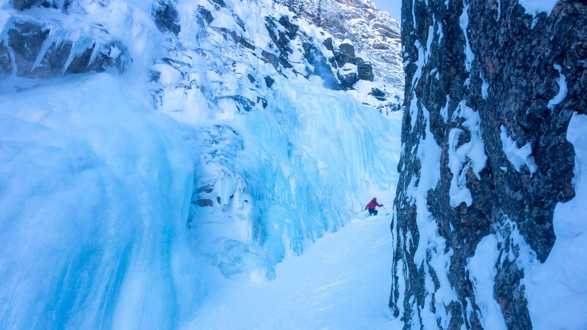 Apocalypse Couloir, Grand Teton National Park. Imaging climbing or descending this icy choke knowing that there were climbers above or below you? Evolved community convention has greatly increased the safety and appeal of this line.