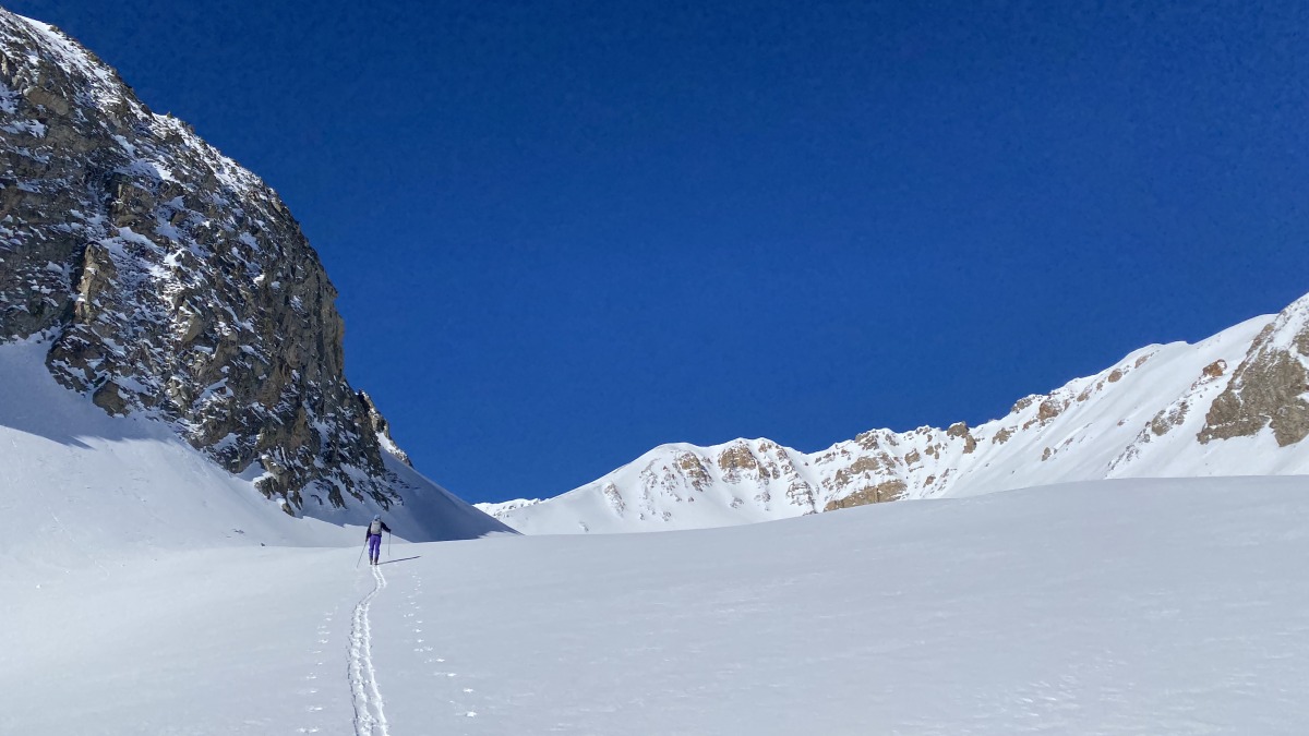 Touring up the east basin of Hayden Peak provided no cloud watching, no skin tracks to follow, and not a single sign of other skiers. It was awful.