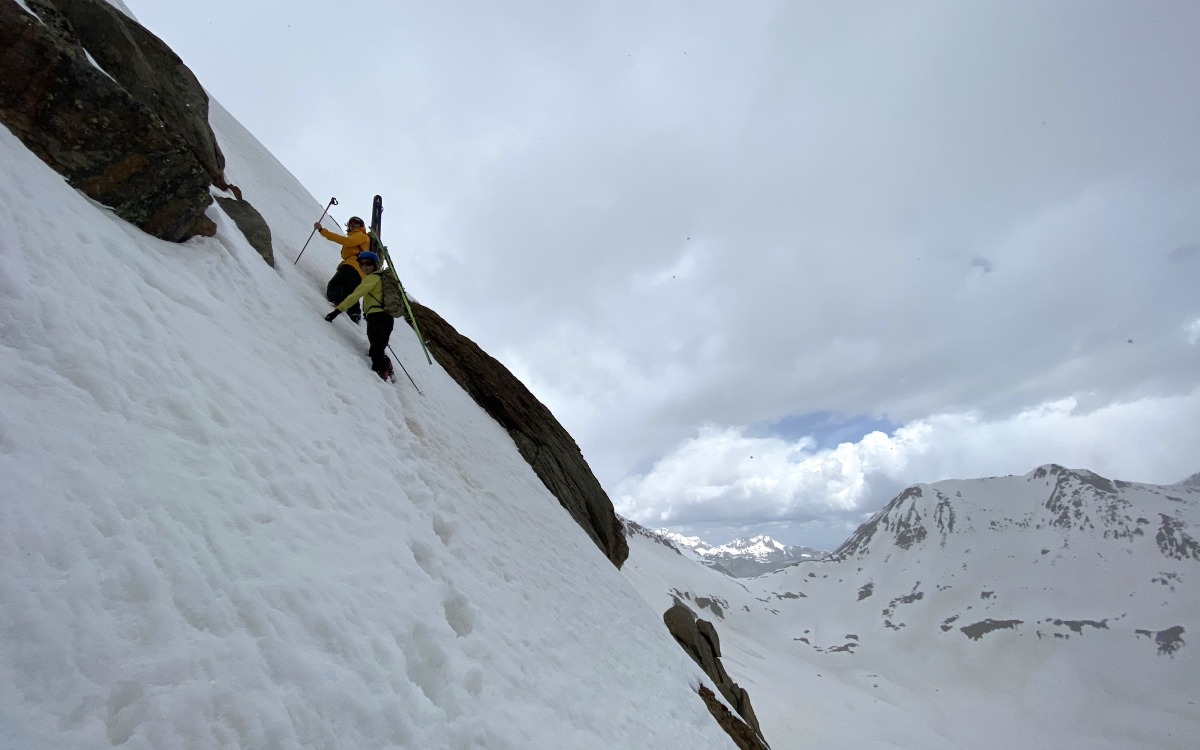 We bootpacked the entirety of the north face. It was a great opportunity for us to lay a trail of cookie crumbs for the way down and assess the snowpack at the same time.