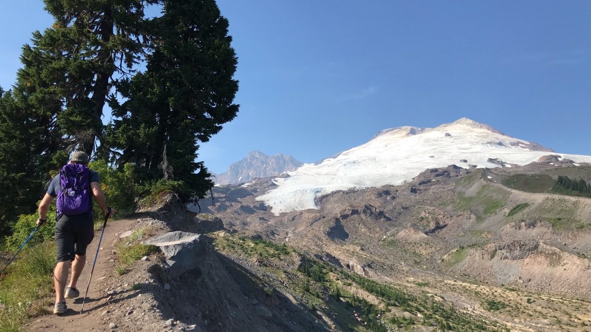 The 'Railroad Grade' trail to Easton Glacier runs along old Ice Age moraine.