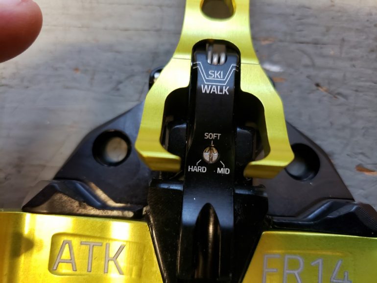 The toe unit has ATK's long time U.H.V. touring retention adjustment system.