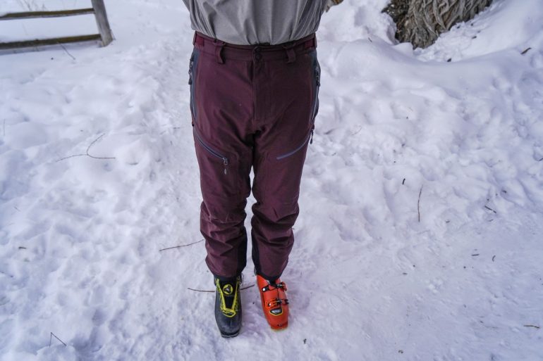 A front view of the OR Skyward 2 ski pant.