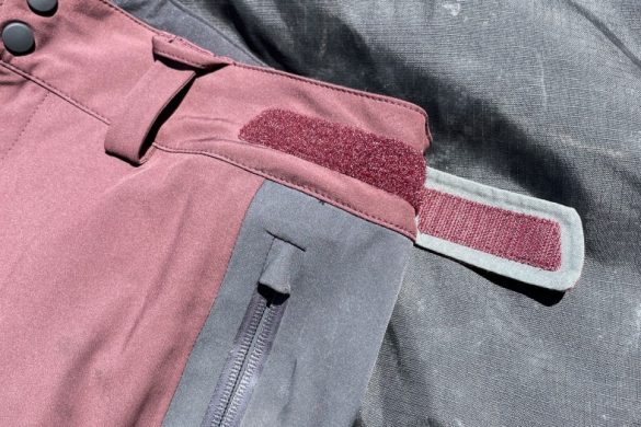 The OR Skyward 2 pants use velcro adjusters on the waist to dial in the fit.