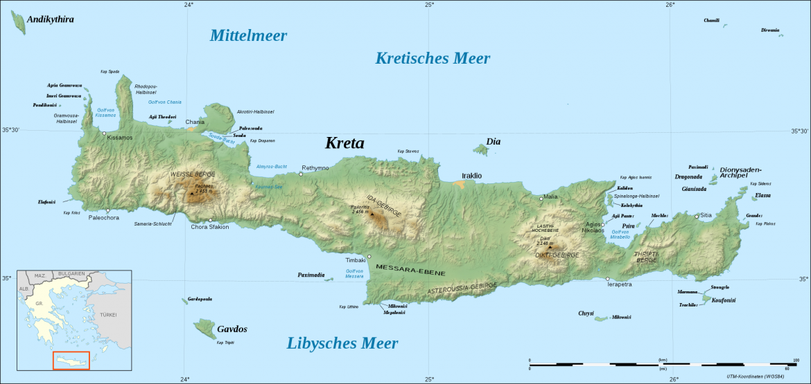 A map of Crete.