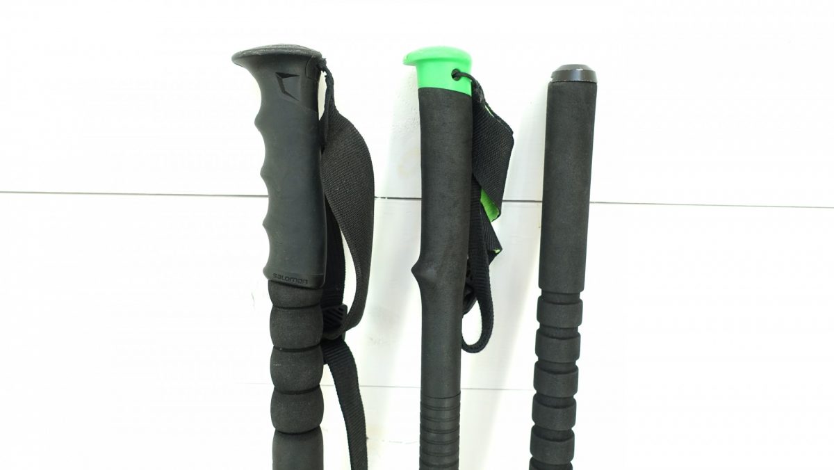Three styles of hand grip on the elongated grip poles.