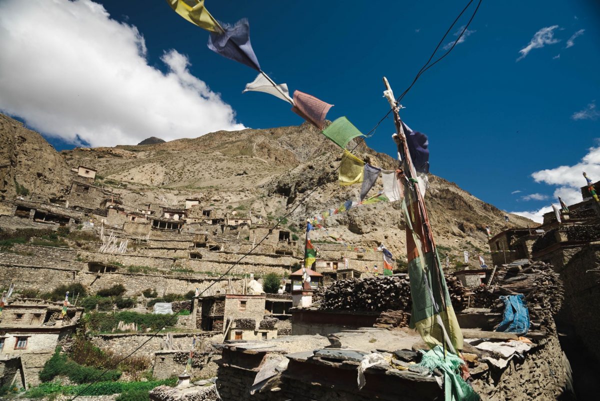 Prayer flags during the approach trek.