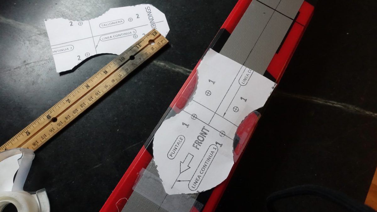 Toe piece paper template alignment.
