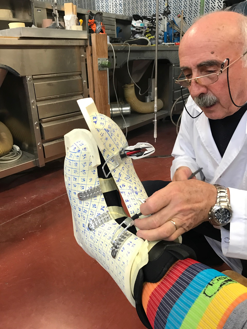 Mario Sartor, and his ski boot art.