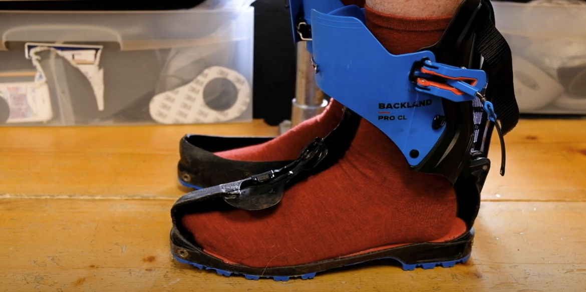 Cut of backcountry touring boot.
