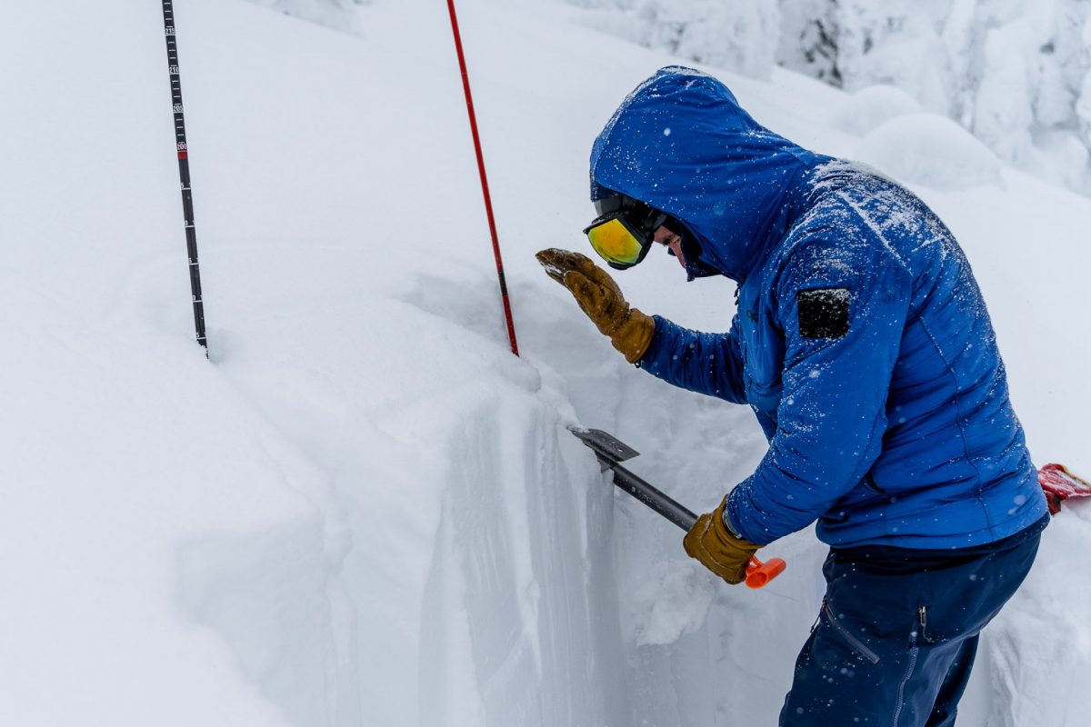Asessing snowpack: Blase Reardon. Austen Seback Photography.