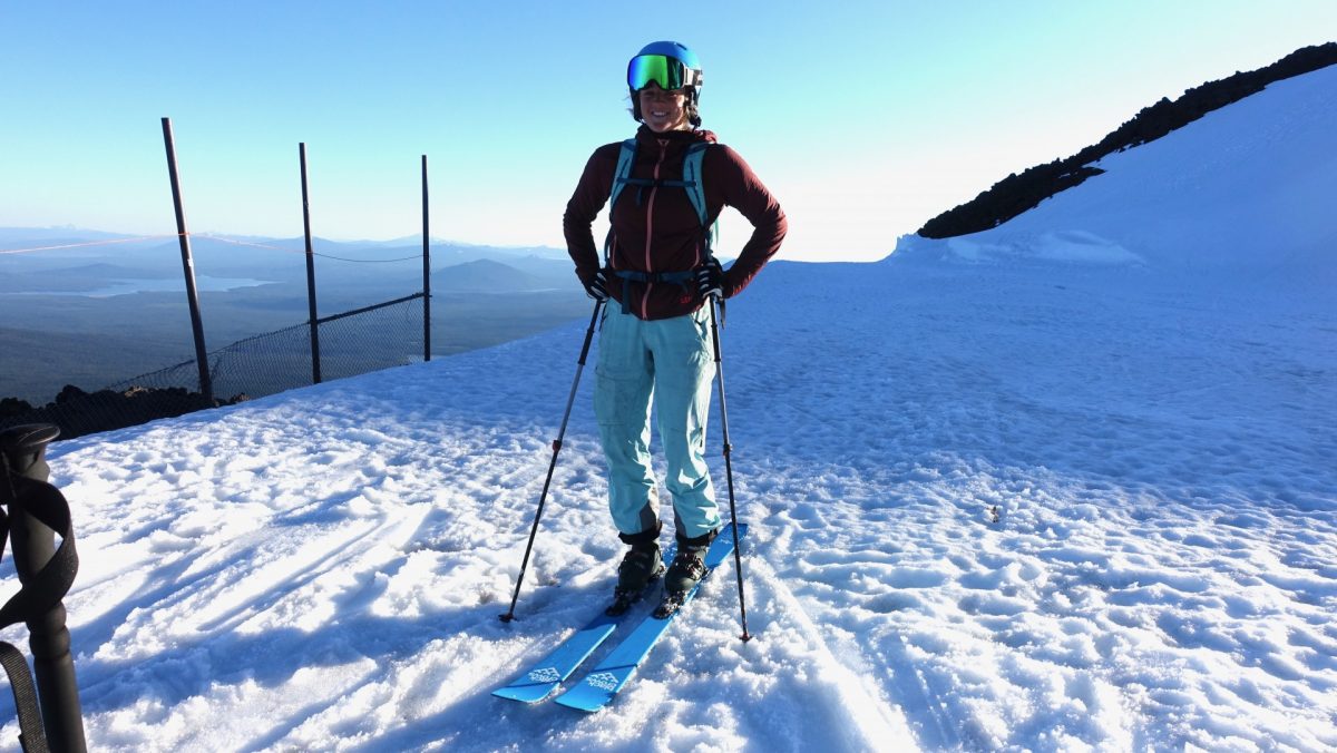 Anabel Hagan finding some joy in hauling lighter skis and boots up the local volcano. The ski crafters at Black Crows are on their third iteration of the Ova Freebird, an 85mm underfoot ski in the middle of the company's touring Freebird lineup.